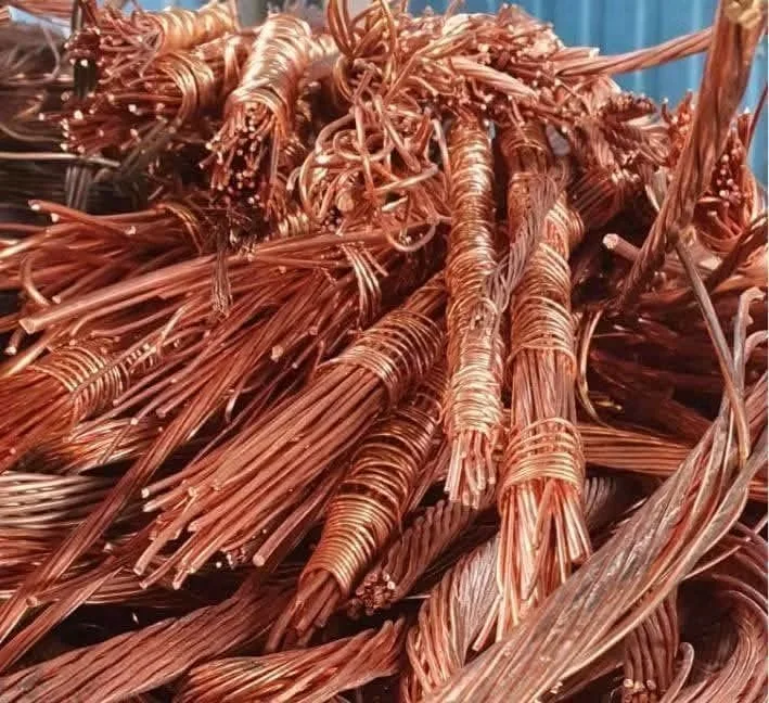 Bundles of copper scrap wire